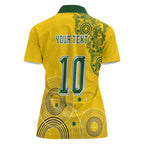 Custom Australia National Football Women Polo Shirt Socceroos-Aboriginal Dot Art Heritage Graphic