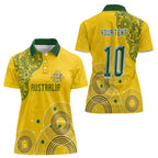 Custom Australia National Football Women Polo Shirt Socceroos-Aboriginal Dot Art Heritage Graphic