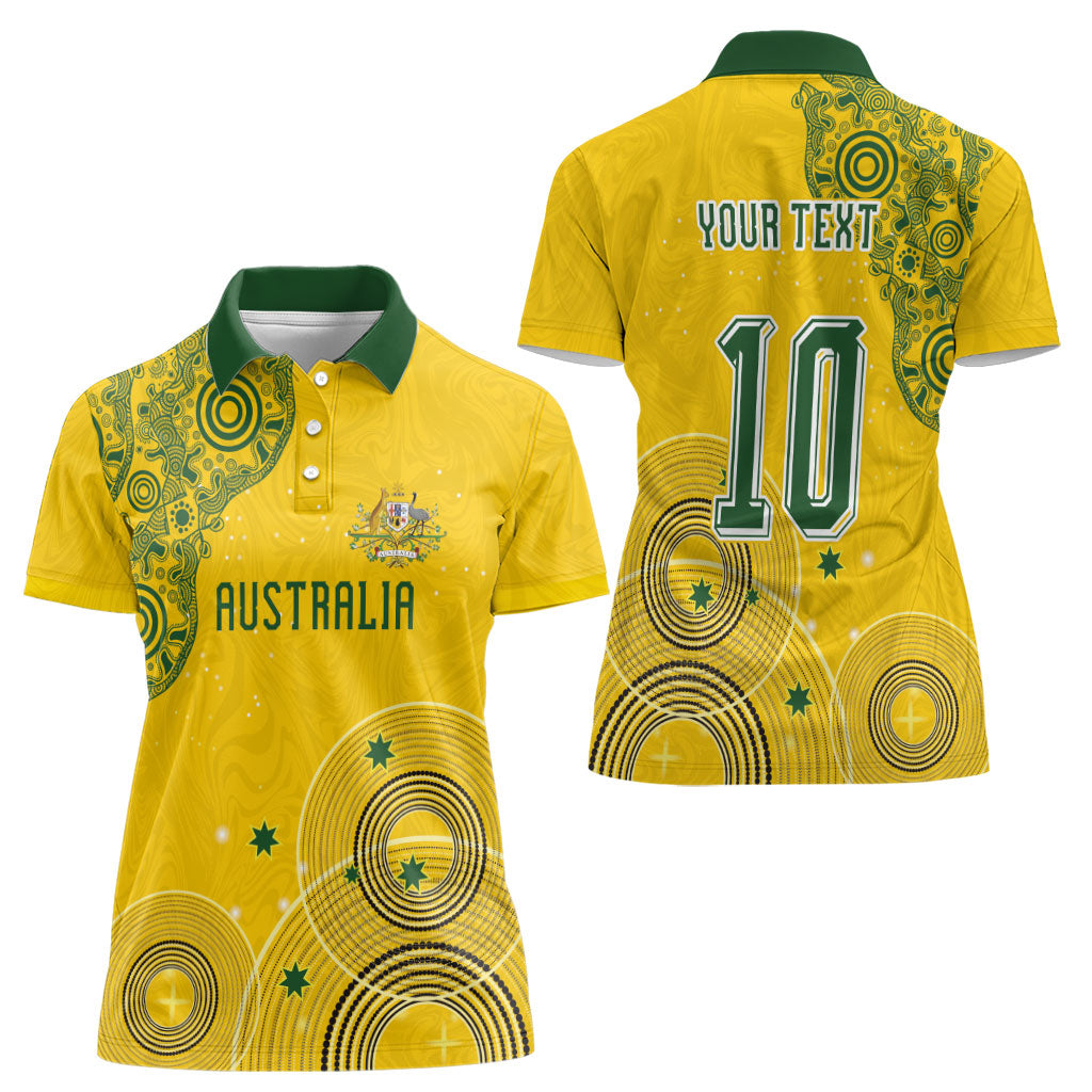 Custom Australia National Football Women Polo Shirt Socceroos-Aboriginal Dot Art Heritage Graphic