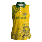 Custom Australia National Football Women Sleeveless Polo Shirt Socceroos-Aboriginal Dot Art Heritage Graphic