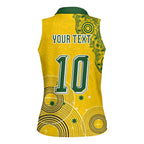 Custom Australia National Football Women Sleeveless Polo Shirt Socceroos-Aboriginal Dot Art Heritage Graphic