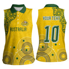 Custom Australia National Football Women Sleeveless Polo Shirt Socceroos-Aboriginal Dot Art Heritage Graphic