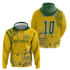 Custom Australia National Football Zip Hoodie Socceroos-Aboriginal Dot Art Heritage Graphic
