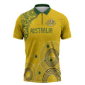 Custom Australia National Football Zipper Polo Shirt Socceroos-Aboriginal Dot Art Heritage Graphic