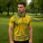 Custom Australia National Football Zipper Polo Shirt Socceroos-Aboriginal Dot Art Heritage Graphic