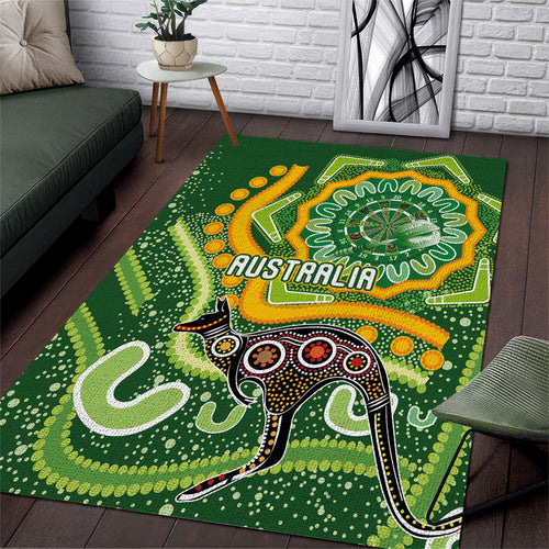 Australia Darts Area Rug Aboriginal Dot Art Boomerang Indigenous Style Graphic