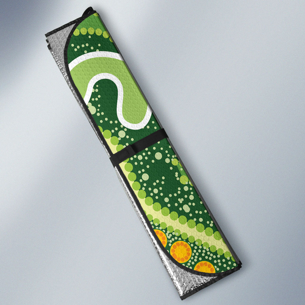 Australia Darts Auto Sun Shade Aboriginal Dot Art Boomerang Indigenous Style Graphic
