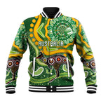 Australia Darts Personalised Baseball Jacket Aboriginal Dot Art Boomerang Indigenous Style Graphic