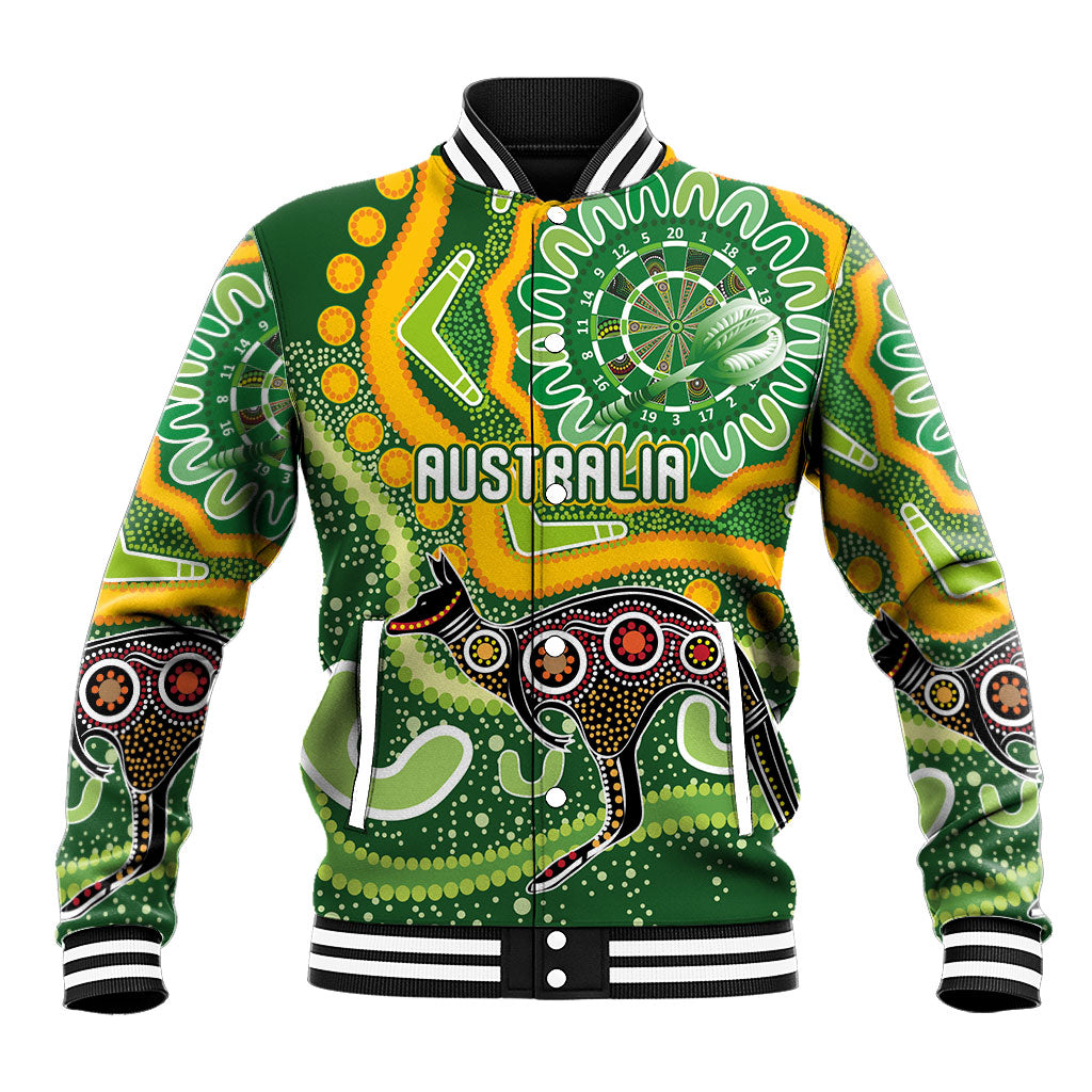 Australia Darts Personalised Baseball Jacket Aboriginal Dot Art Boomerang Indigenous Style Graphic