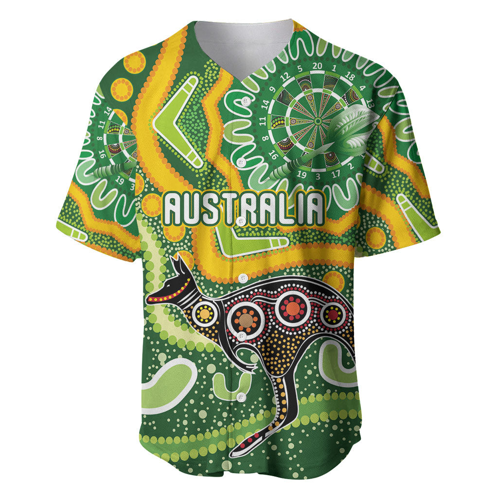 Australia Darts Personalised Baseball Jersey Aboriginal Dot Art Boomerang Indigenous Style Graphic