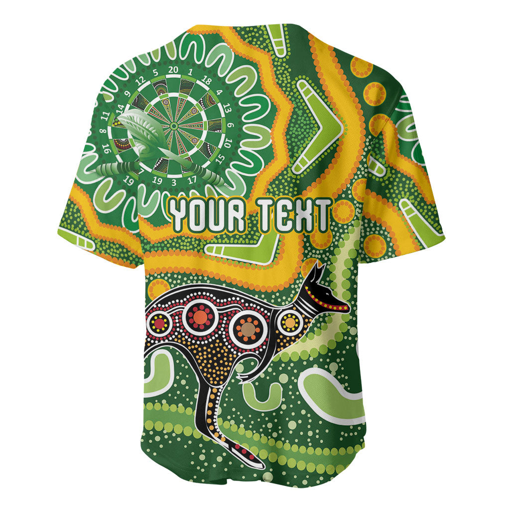 Australia Darts Personalised Baseball Jersey Aboriginal Dot Art Boomerang Indigenous Style Graphic