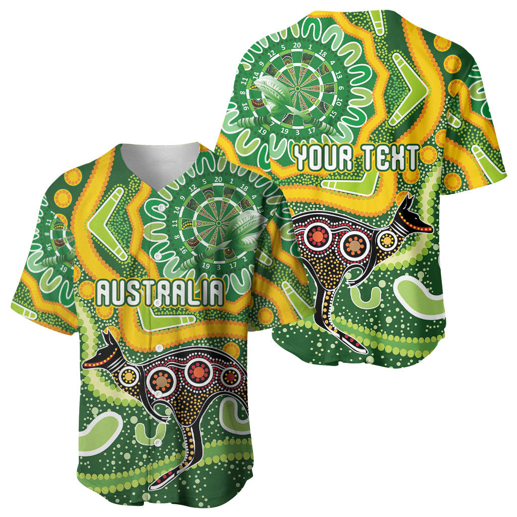 Australia Darts Personalised Baseball Jersey Aboriginal Dot Art Boomerang Indigenous Style Graphic