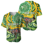 Australia Darts Personalised Baseball Jersey Aboriginal Dot Art Boomerang Indigenous Style Graphic