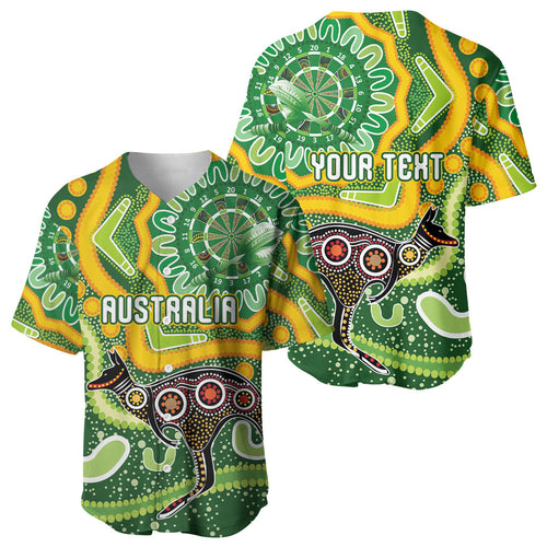 Australia Darts Personalised Baseball Jersey Aboriginal Dot Art Boomerang Indigenous Style Graphic