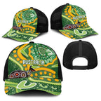 Australia Darts Baseball Net Cap Aboriginal Dot Art Boomerang Indigenous Style Graphic