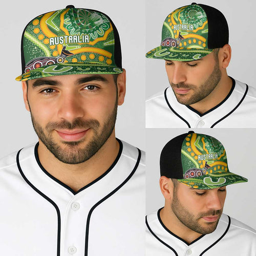 Australia Darts Baseball Net Cap Aboriginal Dot Art Boomerang Indigenous Style Graphic