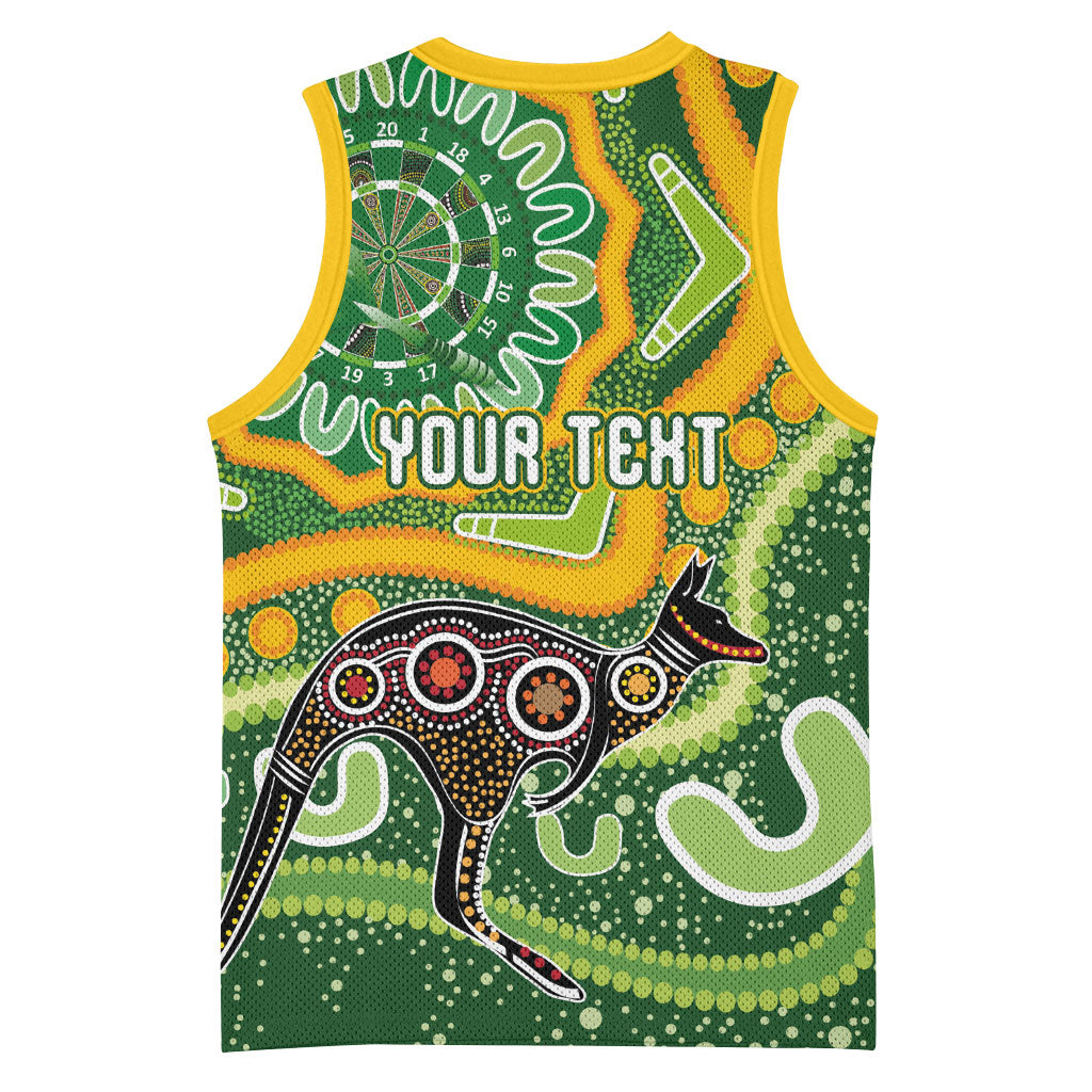 Australia Darts Personalised Basketball Jersey Aboriginal Dot Art Boomerang Indigenous Style Graphic