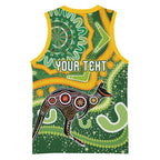Australia Darts Personalised Basketball Jersey Aboriginal Dot Art Boomerang Indigenous Style Graphic