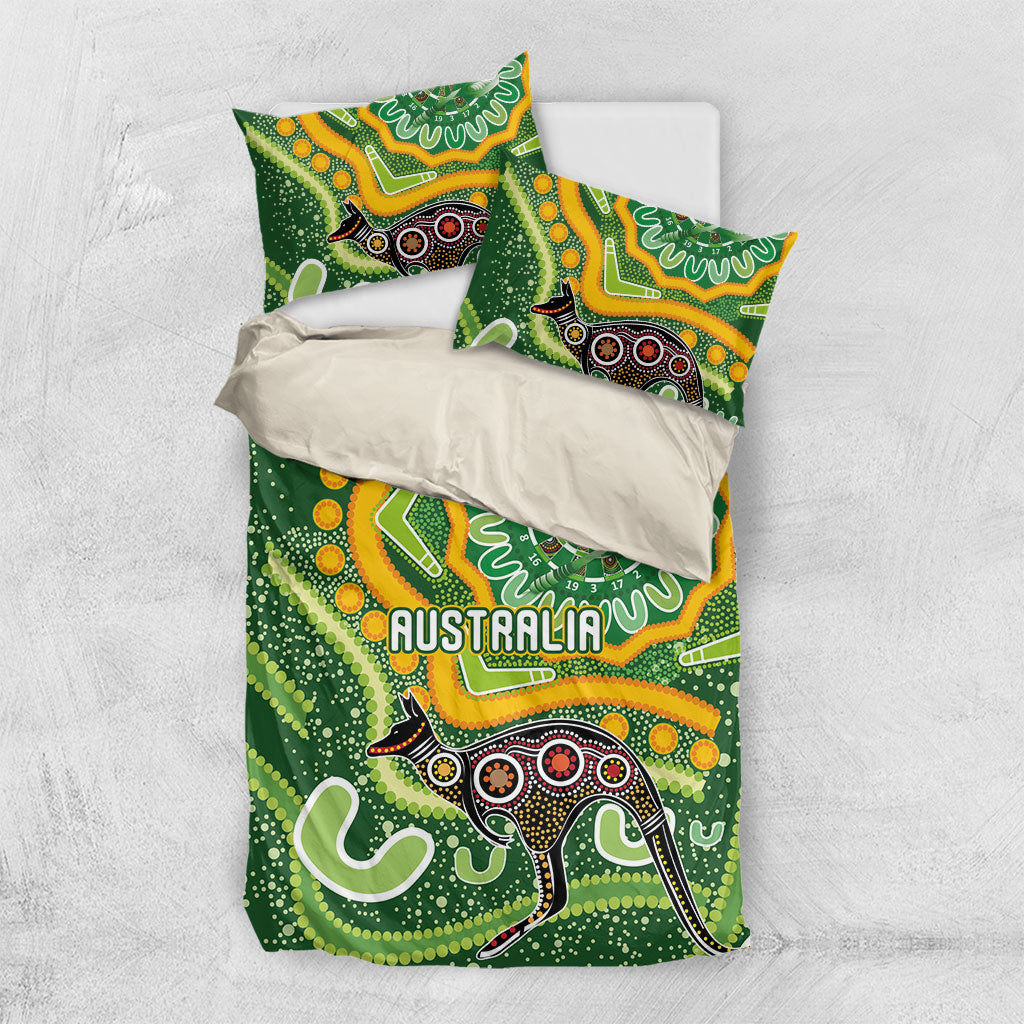 Australia Darts Bedding Set Aboriginal Dot Art Boomerang Indigenous Style Graphic