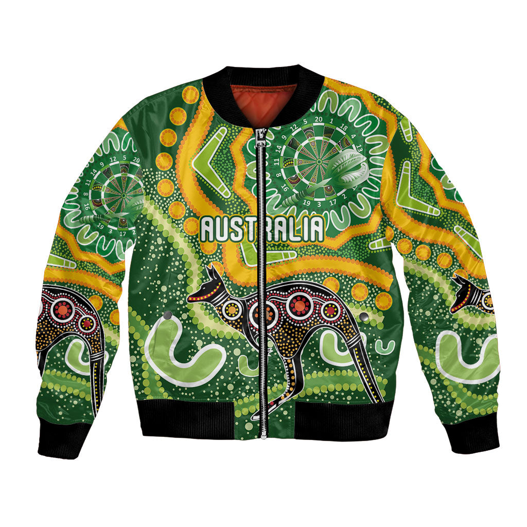 Australia Darts Personalised Bomber Jacket Aboriginal Dot Art Boomerang Indigenous Style Graphic