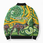 Australia Darts Personalised Bomber Puffer Jacket Aboriginal Dot Art Boomerang Indigenous Style Graphic