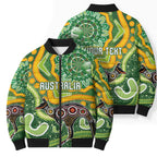 Australia Darts Personalised Bomber Puffer Jacket Aboriginal Dot Art Boomerang Indigenous Style Graphic