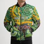 Australia Darts Personalised Bomber Puffer Jacket Aboriginal Dot Art Boomerang Indigenous Style Graphic
