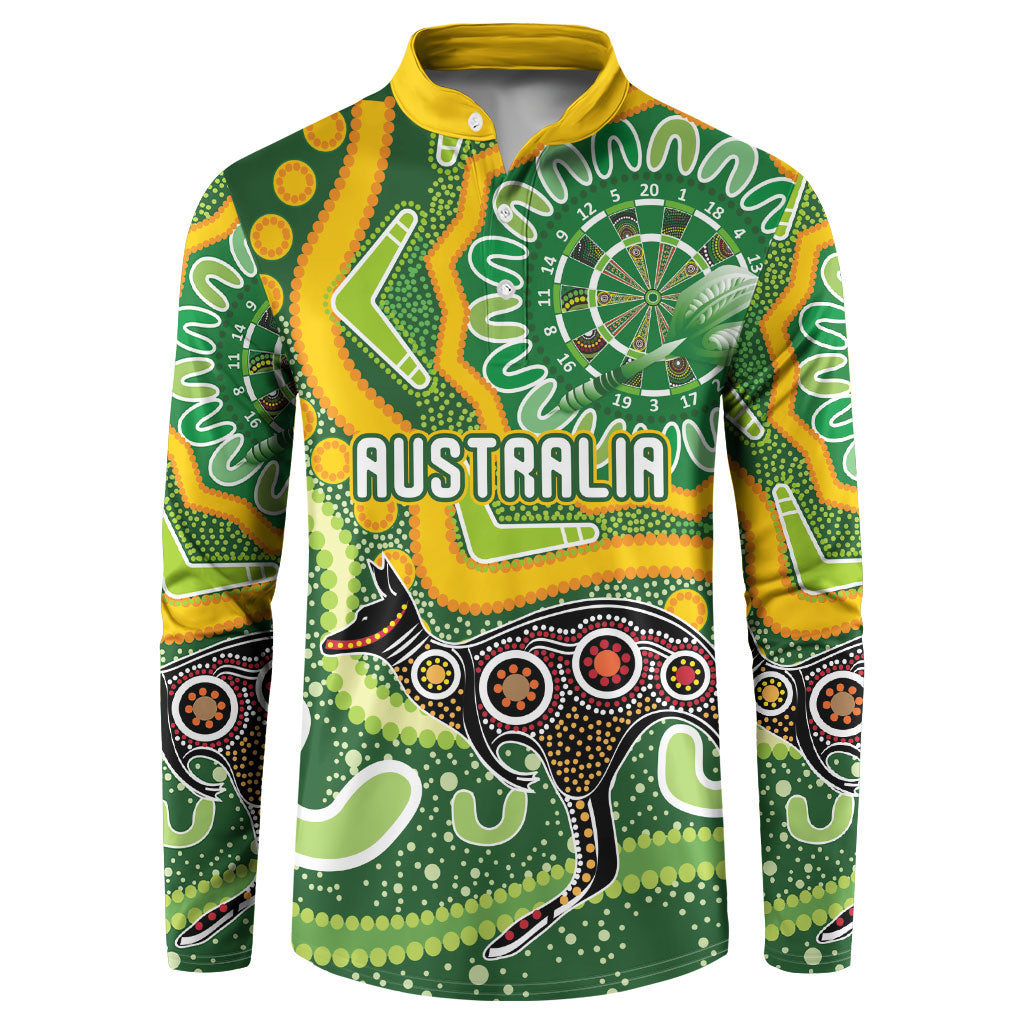 Australia Darts Personalised Button Sweatshirt Aboriginal Dot Art Boomerang Indigenous Style Graphic