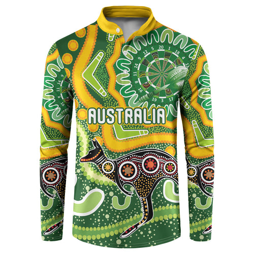 Australia Darts Personalised Button Sweatshirt Aboriginal Dot Art Boomerang Indigenous Style Graphic