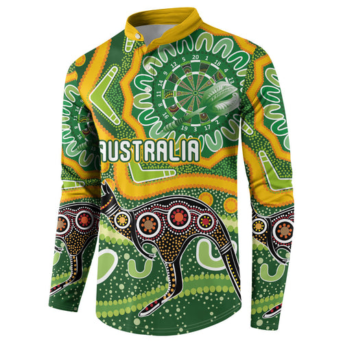 Australia Darts Personalised Button Sweatshirt Aboriginal Dot Art Boomerang Indigenous Style Graphic