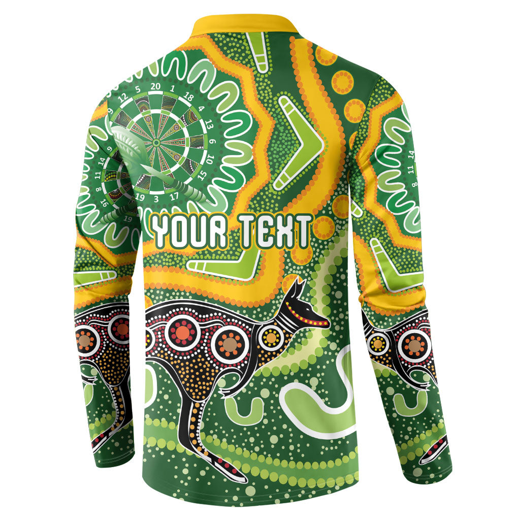Australia Darts Personalised Button Sweatshirt Aboriginal Dot Art Boomerang Indigenous Style Graphic