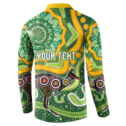 Australia Darts Personalised Button Sweatshirt Aboriginal Dot Art Boomerang Indigenous Style Graphic