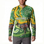 Australia Darts Personalised Button Sweatshirt Aboriginal Dot Art Boomerang Indigenous Style Graphic