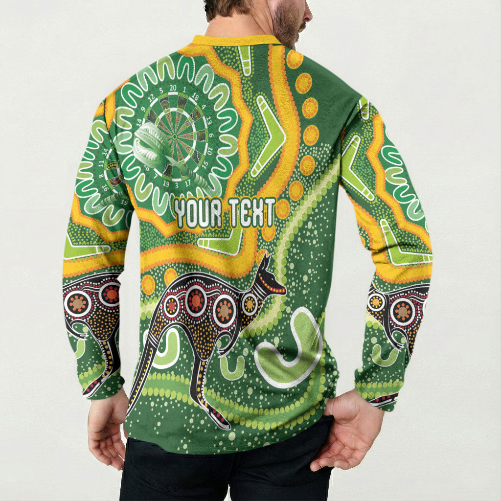 Australia Darts Personalised Button Sweatshirt Aboriginal Dot Art Boomerang Indigenous Style Graphic