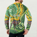 Australia Darts Personalised Button Sweatshirt Aboriginal Dot Art Boomerang Indigenous Style Graphic