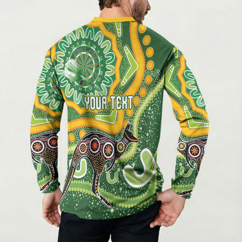 Australia Darts Personalised Button Sweatshirt Aboriginal Dot Art Boomerang Indigenous Style Graphic