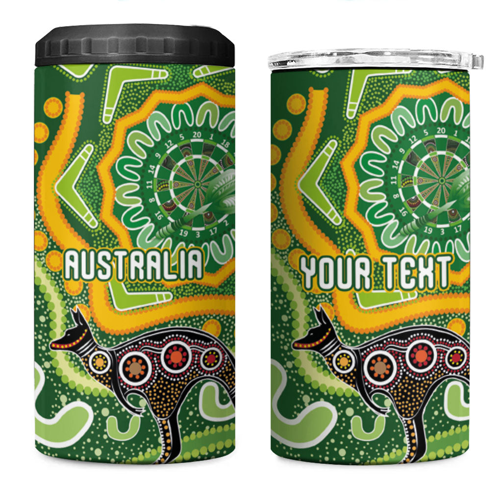 Australia Darts Personalised 4 in 1 Can Cooler Tumbler Aboriginal Dot Art Boomerang Indigenous Style Graphic