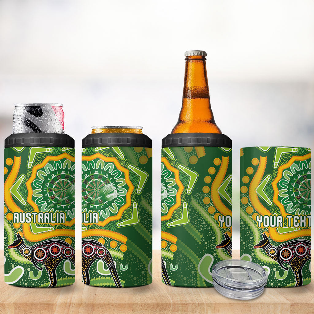 Australia Darts Personalised 4 in 1 Can Cooler Tumbler Aboriginal Dot Art Boomerang Indigenous Style Graphic