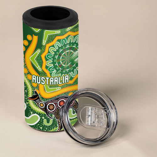 Australia Darts Personalised 4 in 1 Can Cooler Tumbler Aboriginal Dot Art Boomerang Indigenous Style Graphic