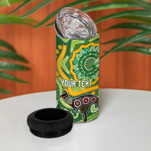 Australia Darts Personalised 4 in 1 Can Cooler Tumbler Aboriginal Dot Art Boomerang Indigenous Style Graphic