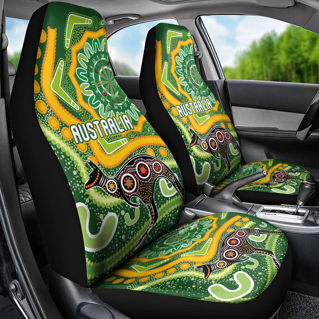 Australia Darts Car Seat Cover Aboriginal Dot Art Boomerang Indigenous Style Graphic