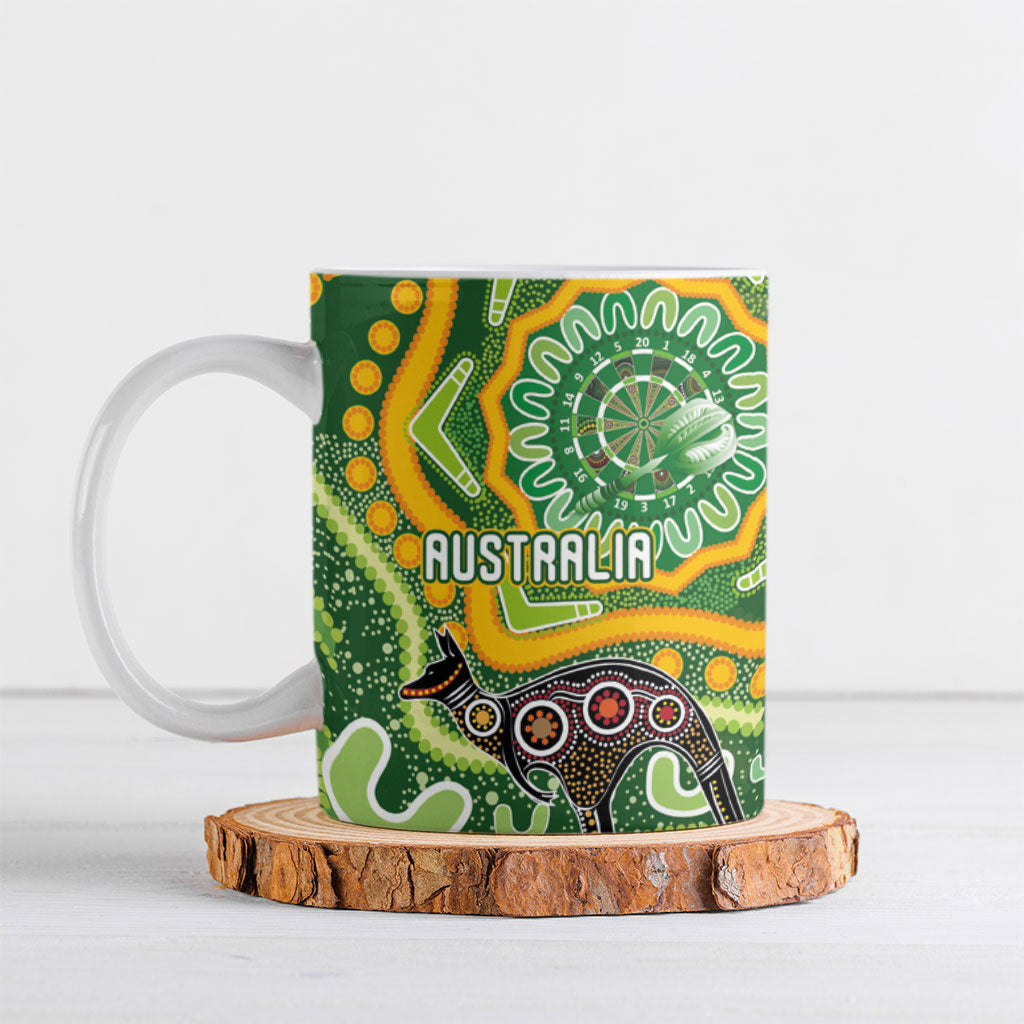 Australia Darts Personalised Ceramic Mug Aboriginal Dot Art Boomerang Indigenous Style Graphic