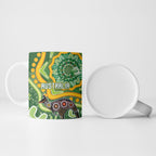 Australia Darts Personalised Ceramic Mug Aboriginal Dot Art Boomerang Indigenous Style Graphic