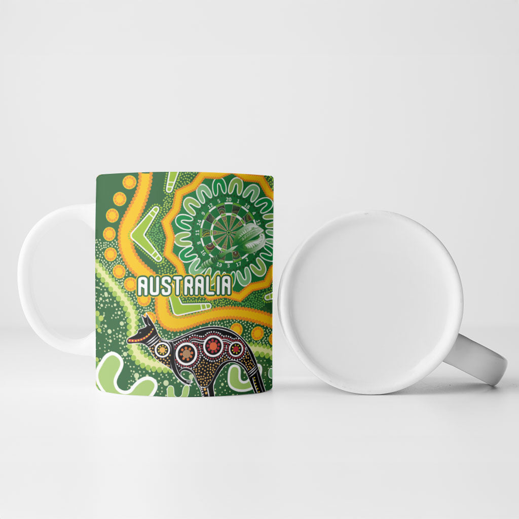 Australia Darts Personalised Ceramic Mug Aboriginal Dot Art Boomerang Indigenous Style Graphic