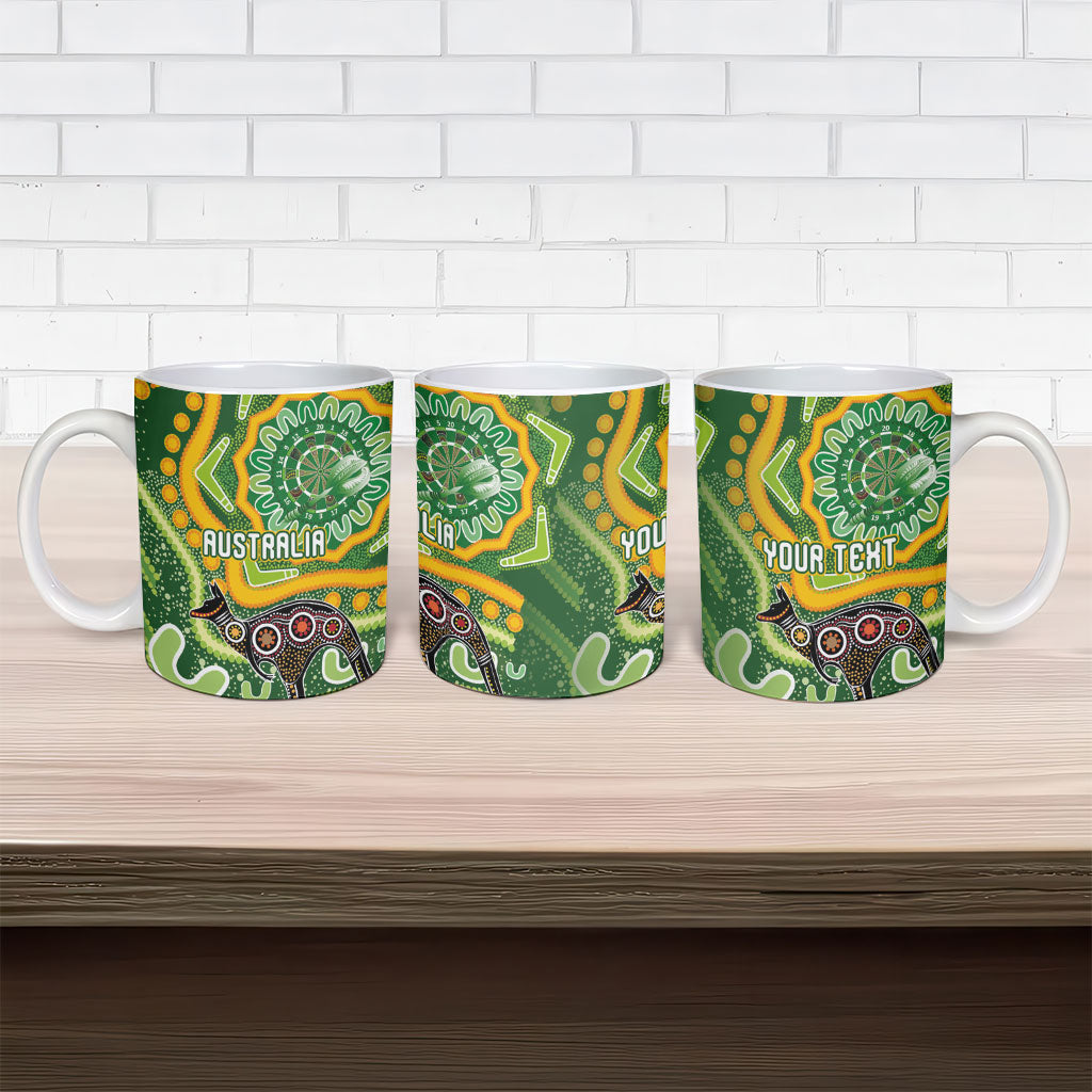 Australia Darts Personalised Ceramic Mug Aboriginal Dot Art Boomerang Indigenous Style Graphic