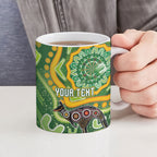 Australia Darts Personalised Ceramic Mug Aboriginal Dot Art Boomerang Indigenous Style Graphic