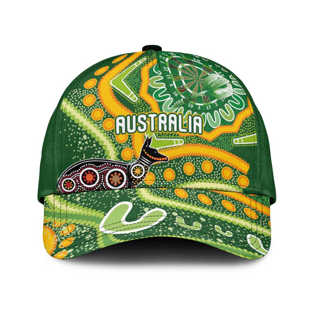 Australia Darts Classic Cap Aboriginal Dot Art Boomerang Indigenous Style Graphic