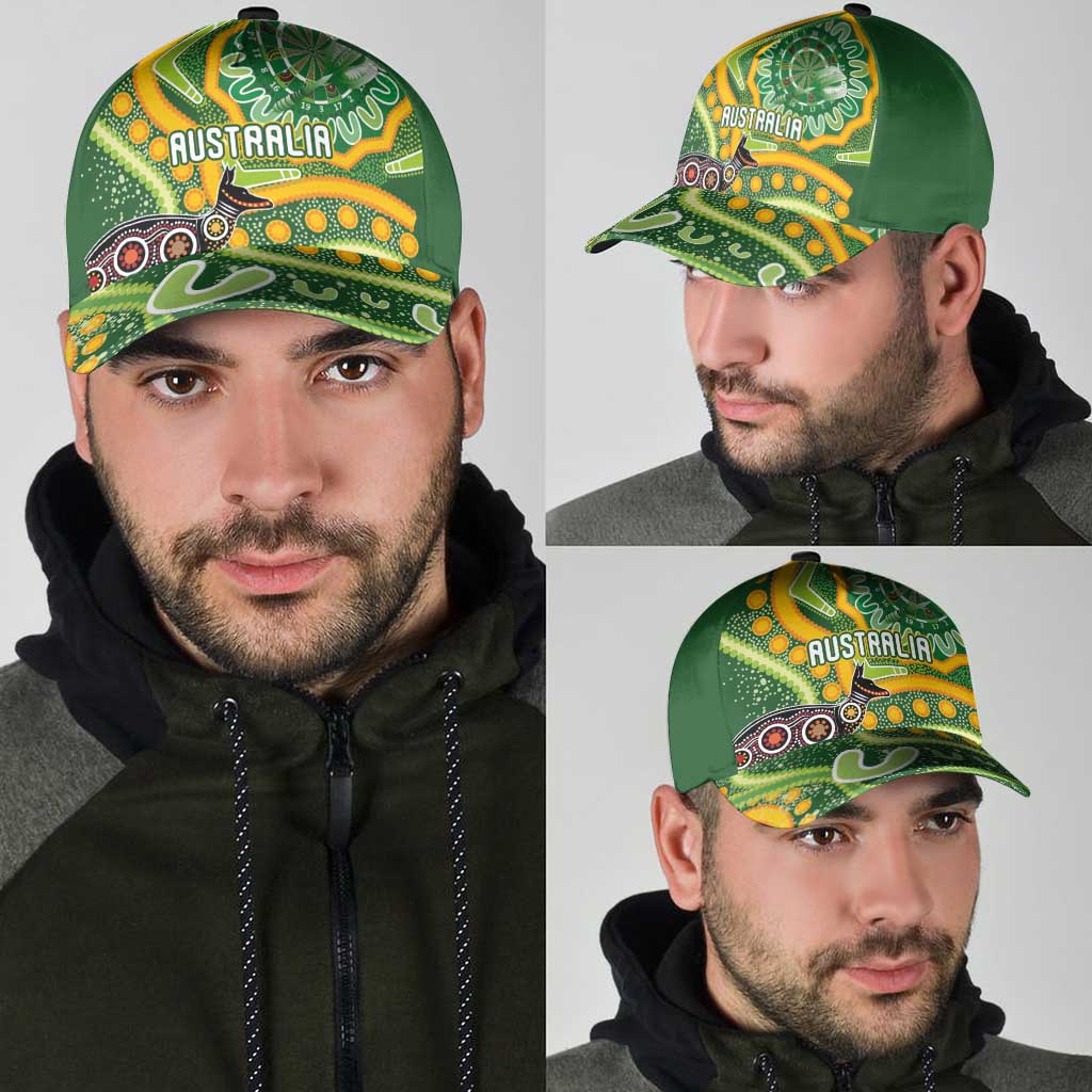 Australia Darts Classic Cap Aboriginal Dot Art Boomerang Indigenous Style Graphic