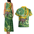 Australia Darts Personalised Couples Matching Tank Maxi Dress and Hawaiian Shirt Aboriginal Dot Art Boomerang Indigenous Style Graphic