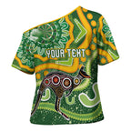 Australia Darts Personalised Cross Shoulder Shirt Aboriginal Dot Art Boomerang Indigenous Style Graphic